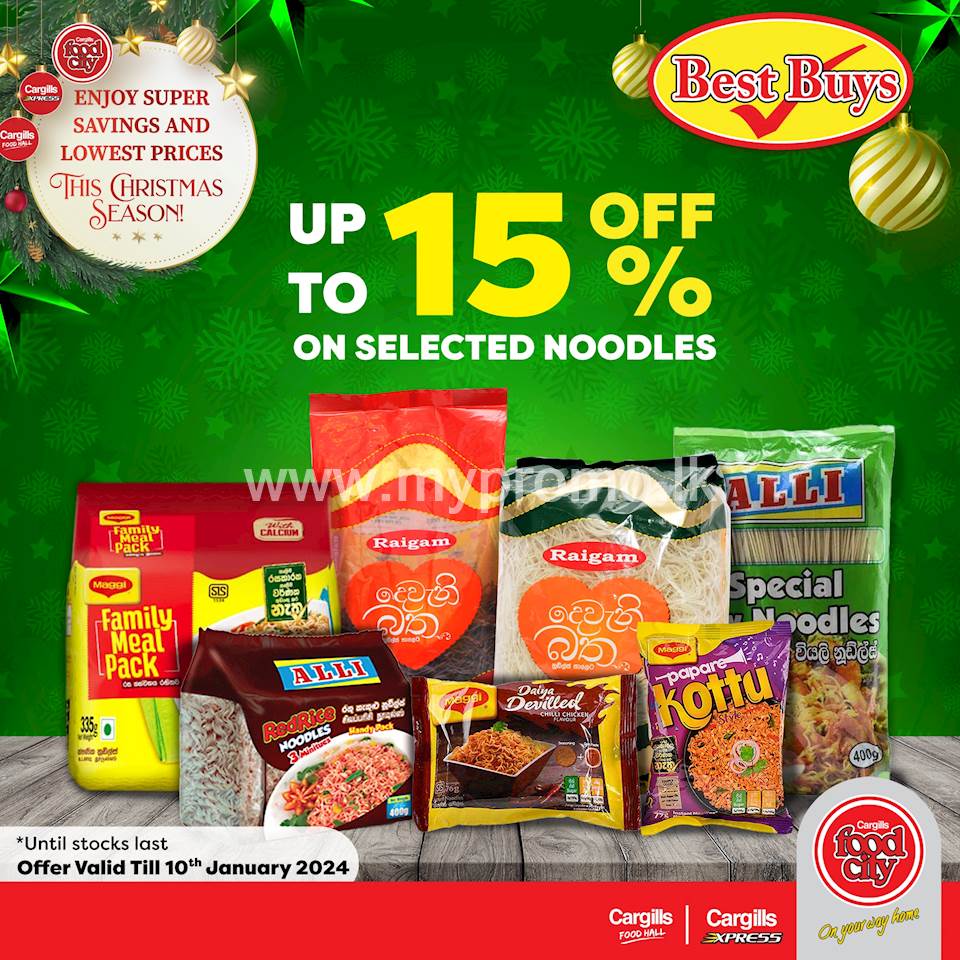Get up 15% Off on selected Noodle at Cargills Food City