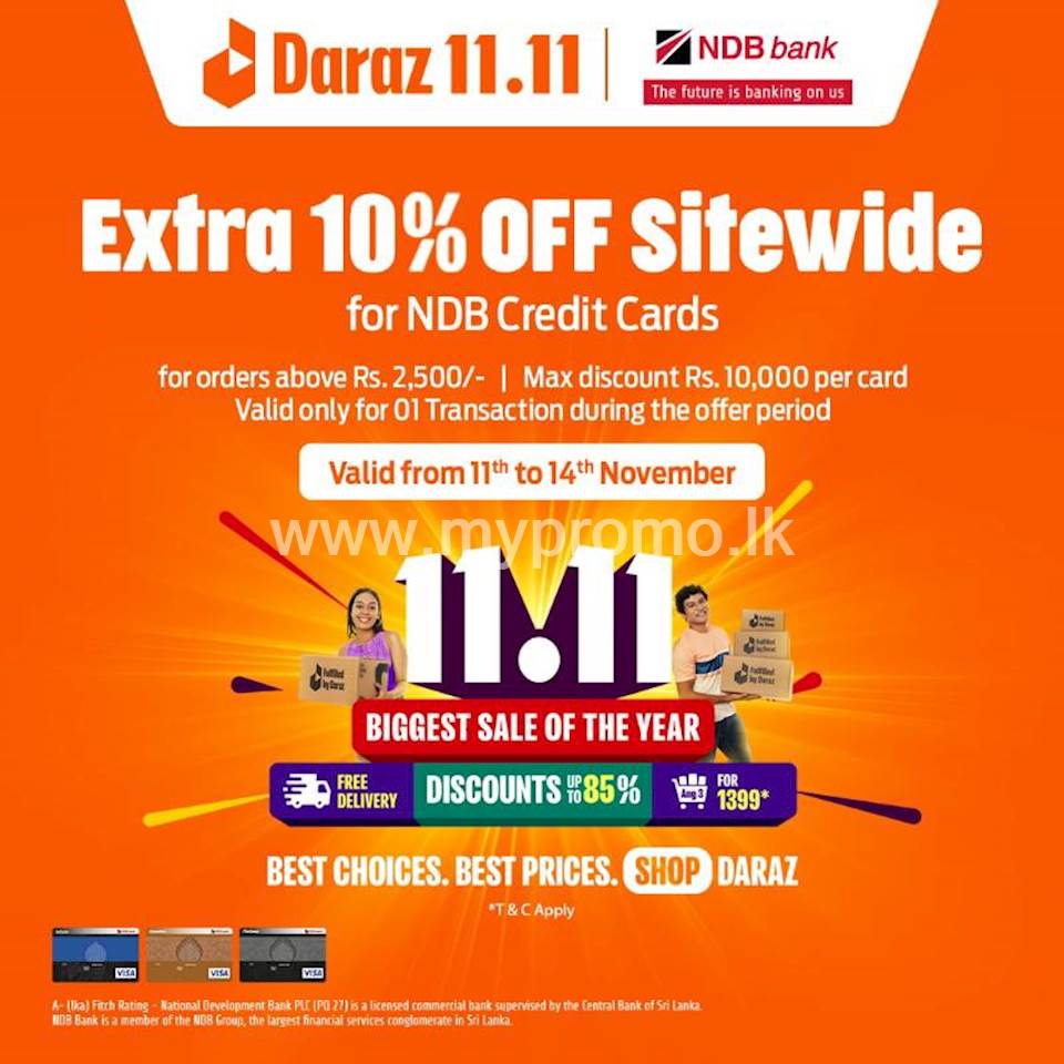 Daraz 11:11 – Enjoy an Extra 10% Off Sitewide with NDB Credit Cards