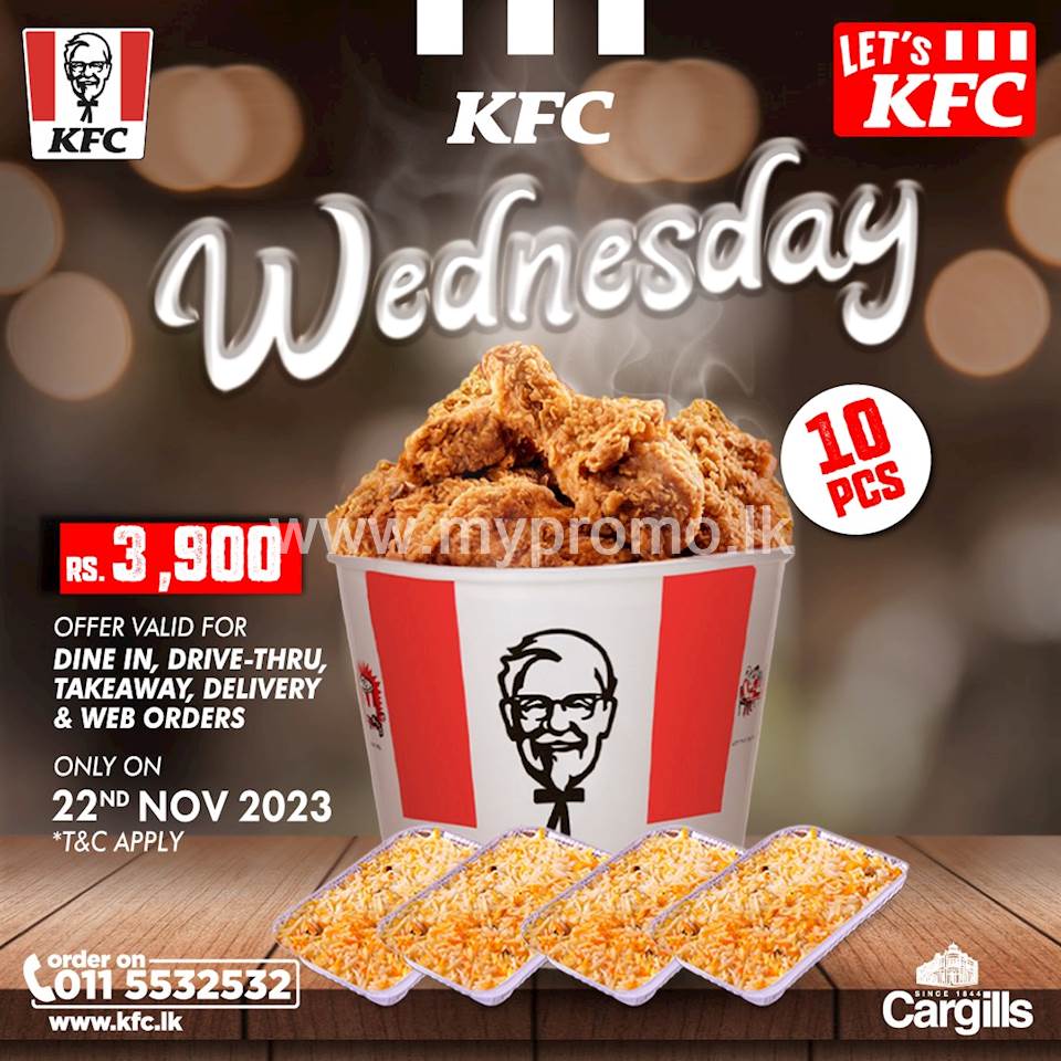 KFC Sri Lanka 10 PC Crispy Chicken Bucket on Wednesdays