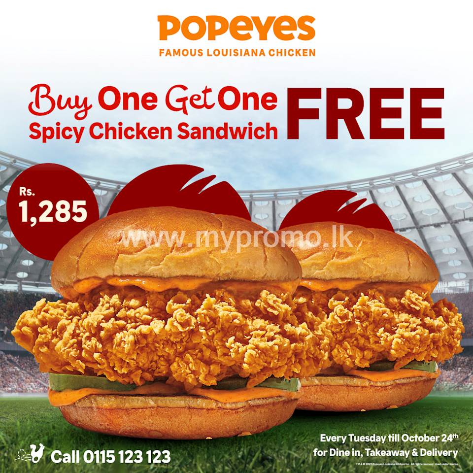 Buy One Get One FREE on Spicy Chicken Sandwich at Popeyes