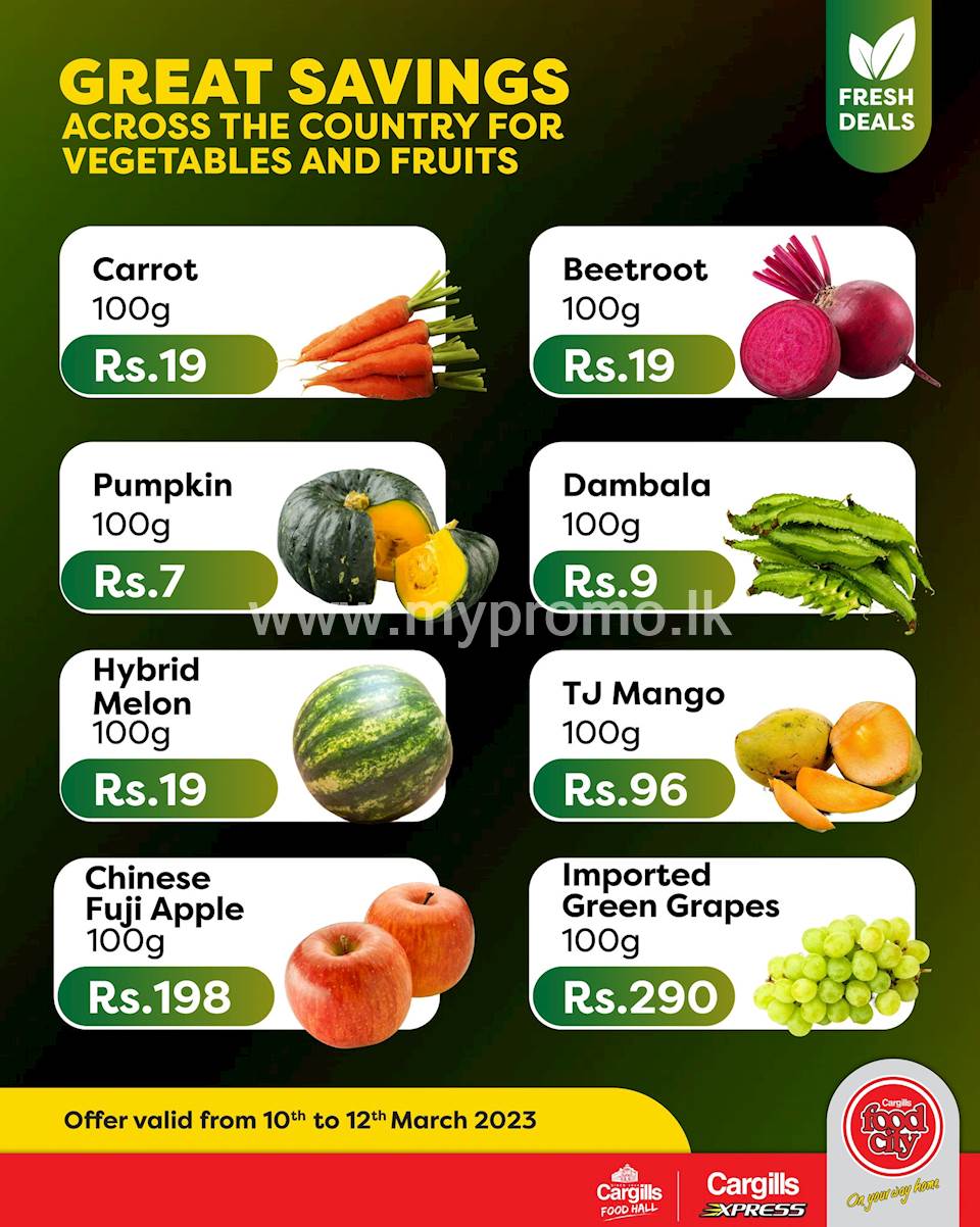 Buy Fresh Fruits and Vegetables at the Great Savings across Cargills