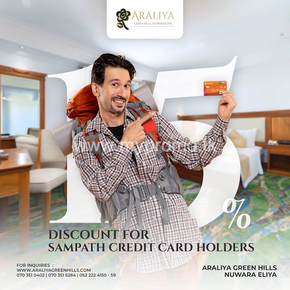 Enjoy a 15% Discount at Araliya Green Hills Hotel, Nuwara Eliya for Sampath Bank Credit Card