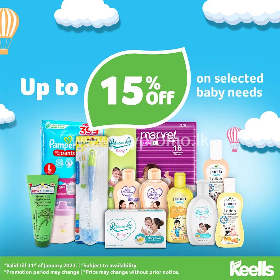 Up to 15% Off on selected Baby needs at keells