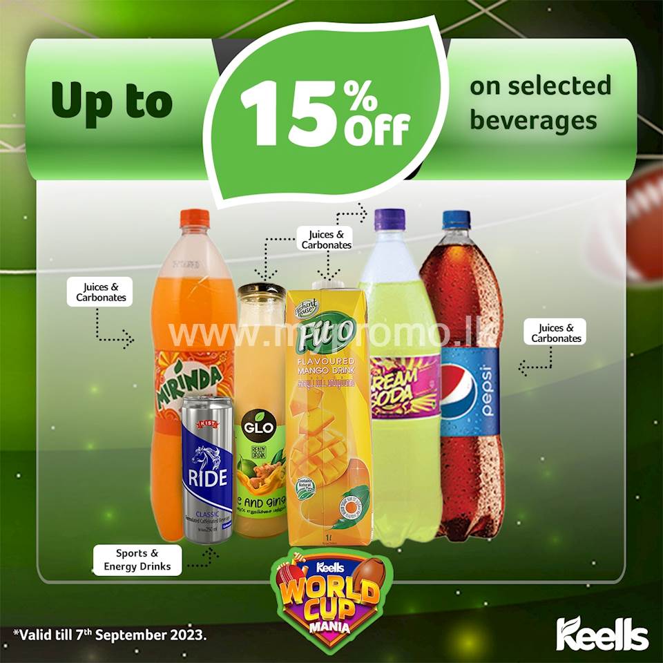 Get up to 15% off on selected Beverages at Keells