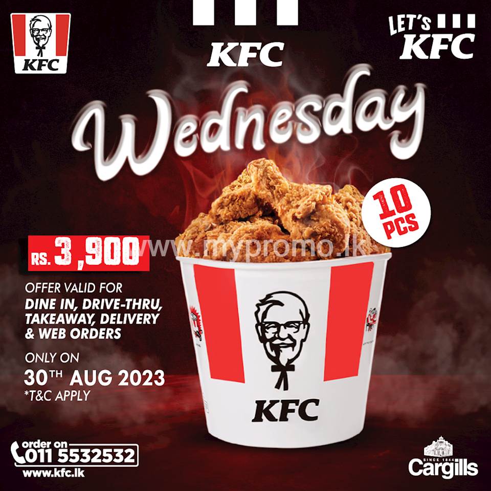KFC Sri Lanka 10 PC Crispy Chicken Bucket On Wednesdays 