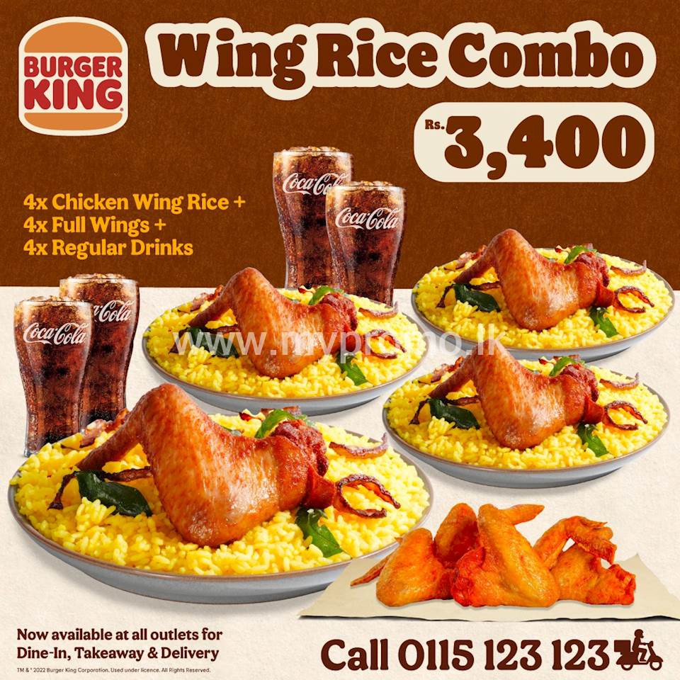 Wing Rice Combo for Rs.3400 at Burger King