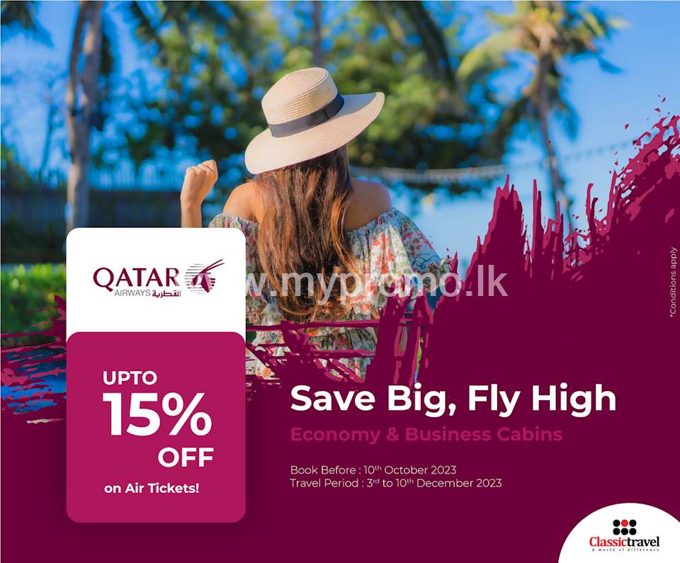 Get up to 15% Off on Air Tickets with Qatar Airways
