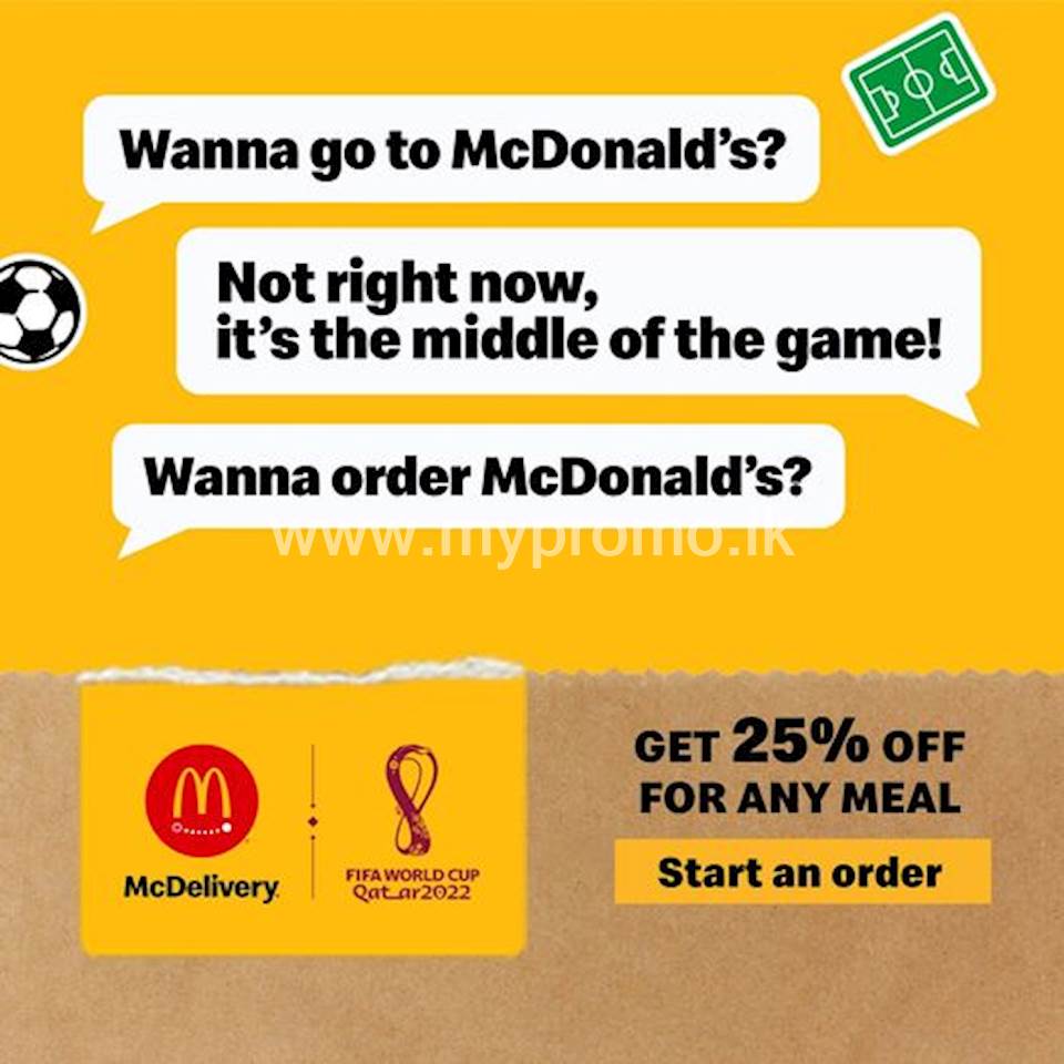 Get 25 OFF when you order any meal online at McDonalds