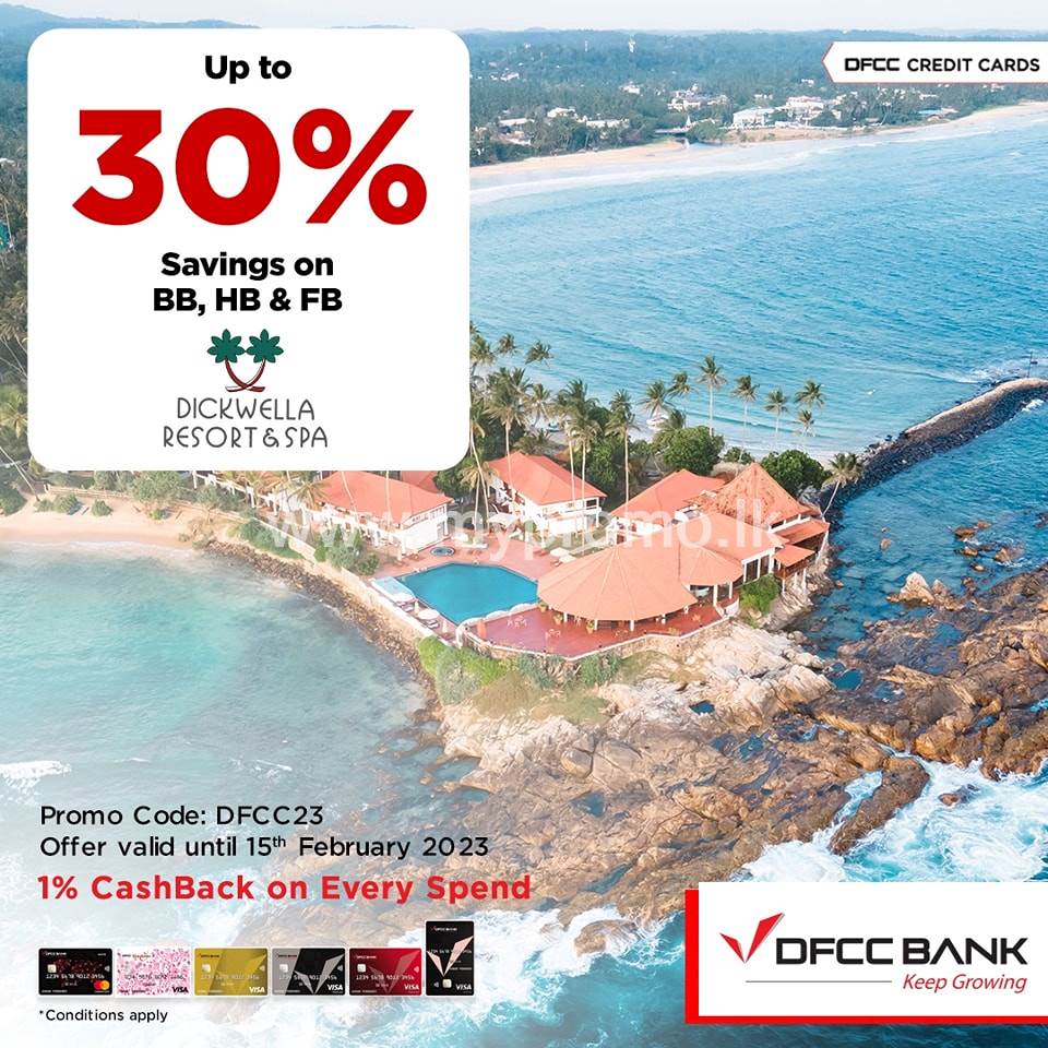 Enjoy up to 30% savings at Dickwella Resort with DFCC Credit Cards