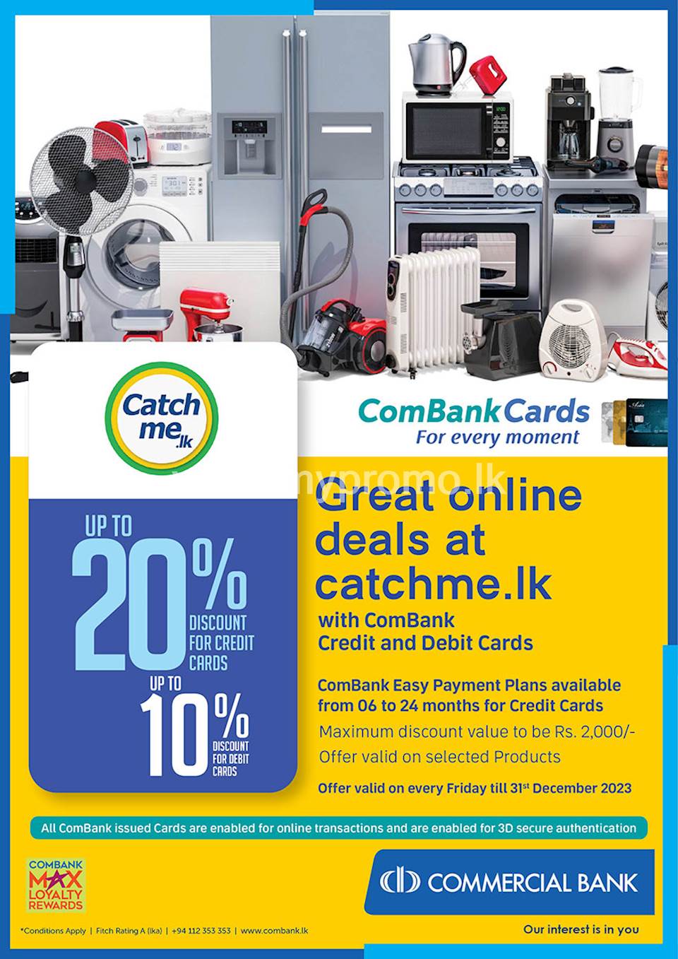 Great online deals at catchme.lk with ComBank Credit and Debit Cards