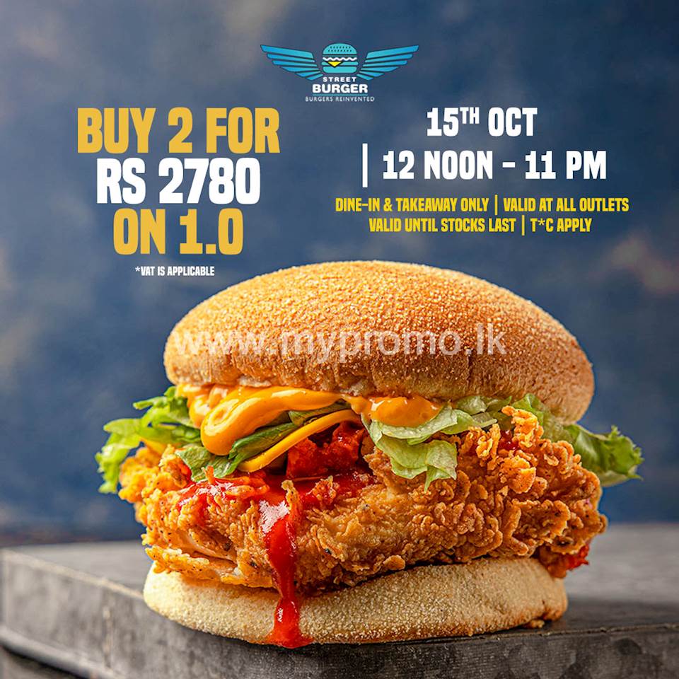 Buy 2 for Rs. 2780 on 1.0 at Street Burger