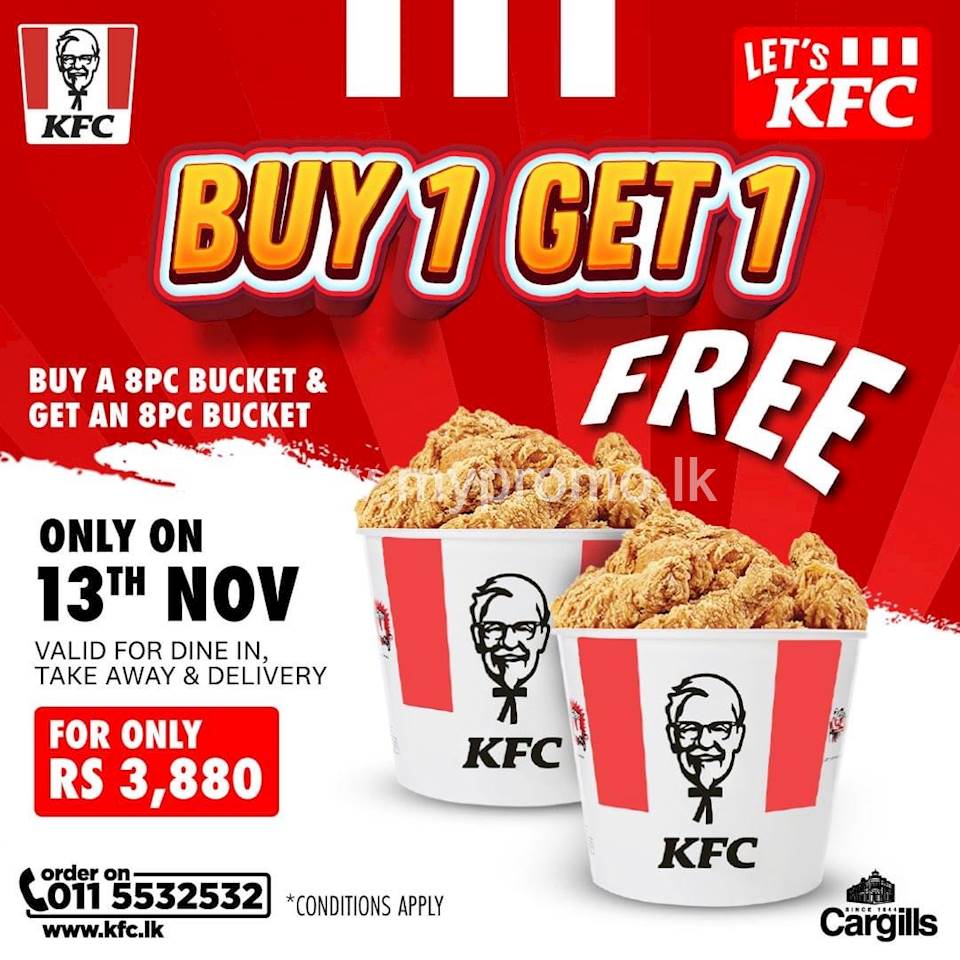 Buy 1 Get 1 Free at KFC Sri Lanka 