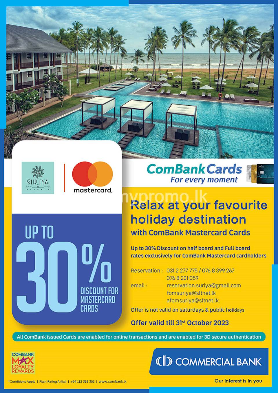 Relax at Suriya Resorts with ComBank Mastercard Cards