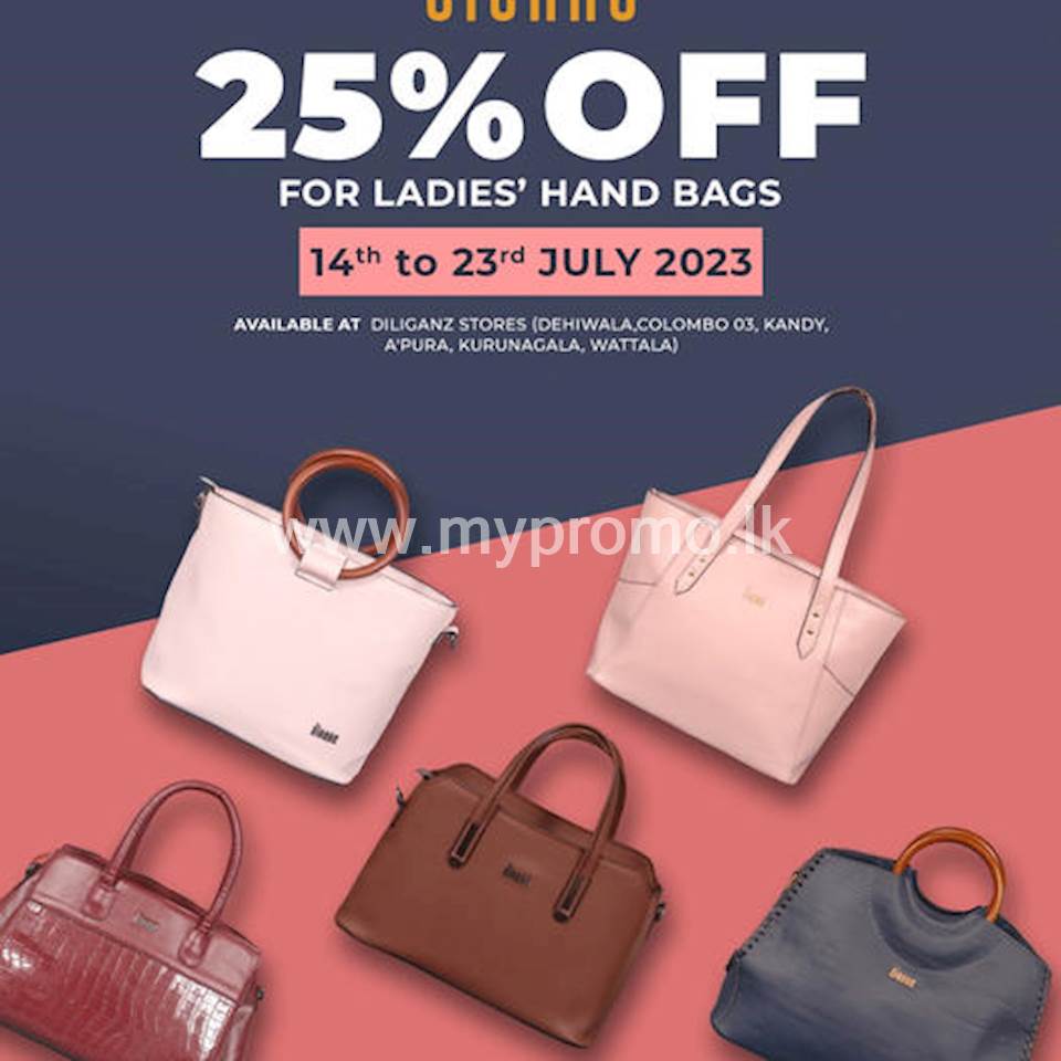  Enjoy 25% off on ladies handbags at Diliganz