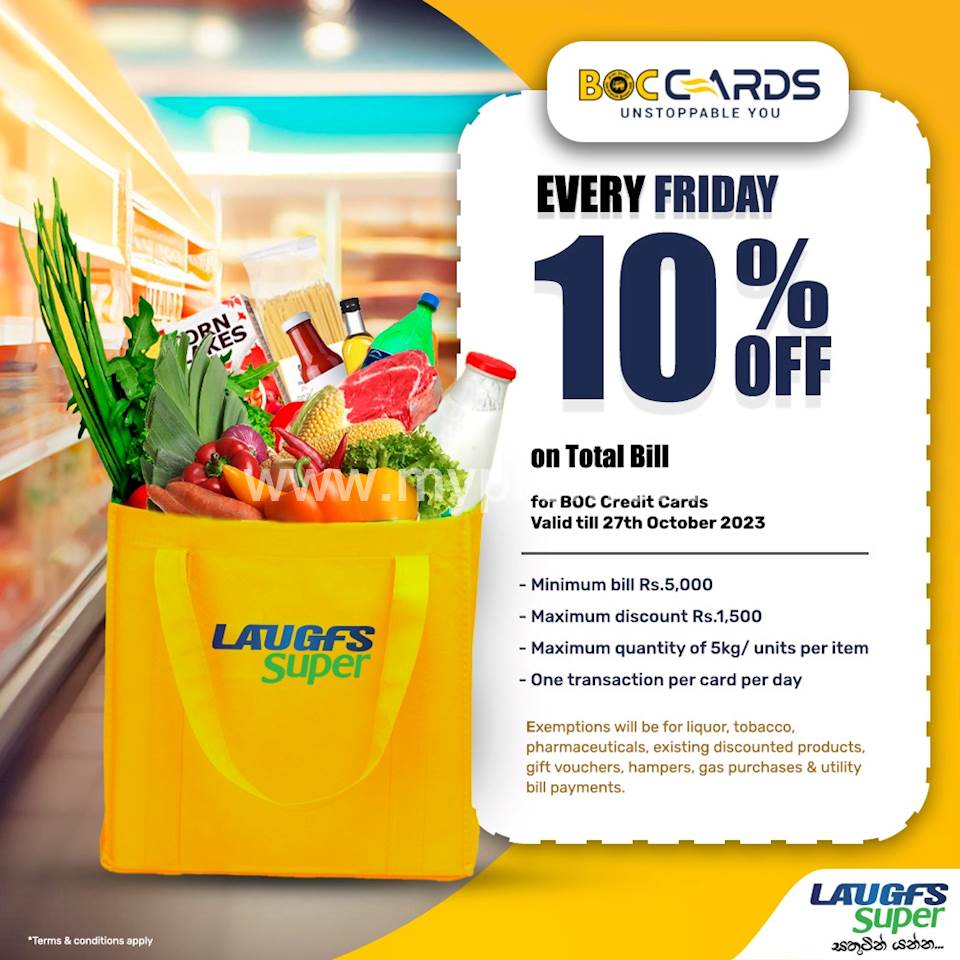10% Off on Total Bill for BOC Credit Cards at LAUGFS Super