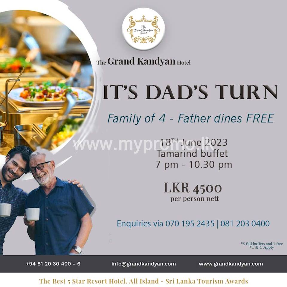 Family of 4 Father Dines FREE at the Grand Kandyan 