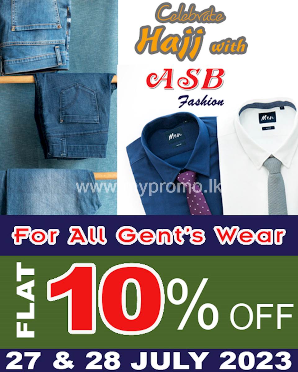 Get 10% discount for All Gents Wear at ASB Fashion