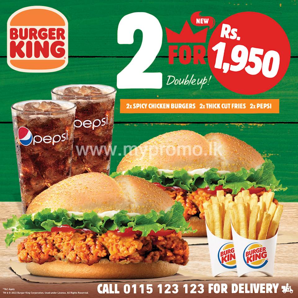 2 for Rs.1950 at Burger King