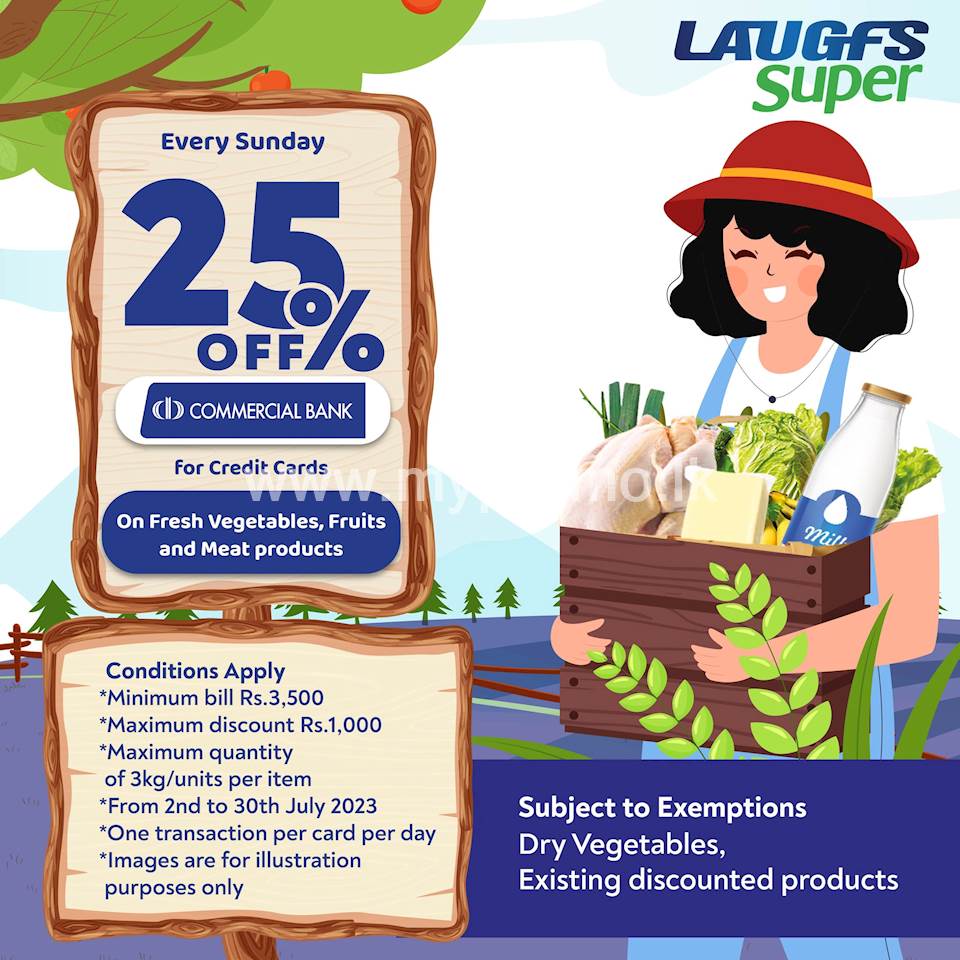 25% off for Commercial bank Credit Cards at LAUGFS Super