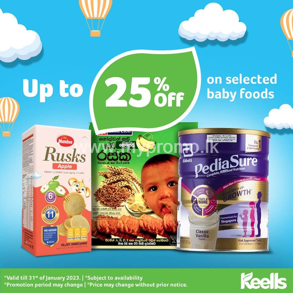 Up to 25% Off on selected baby foods at Keells