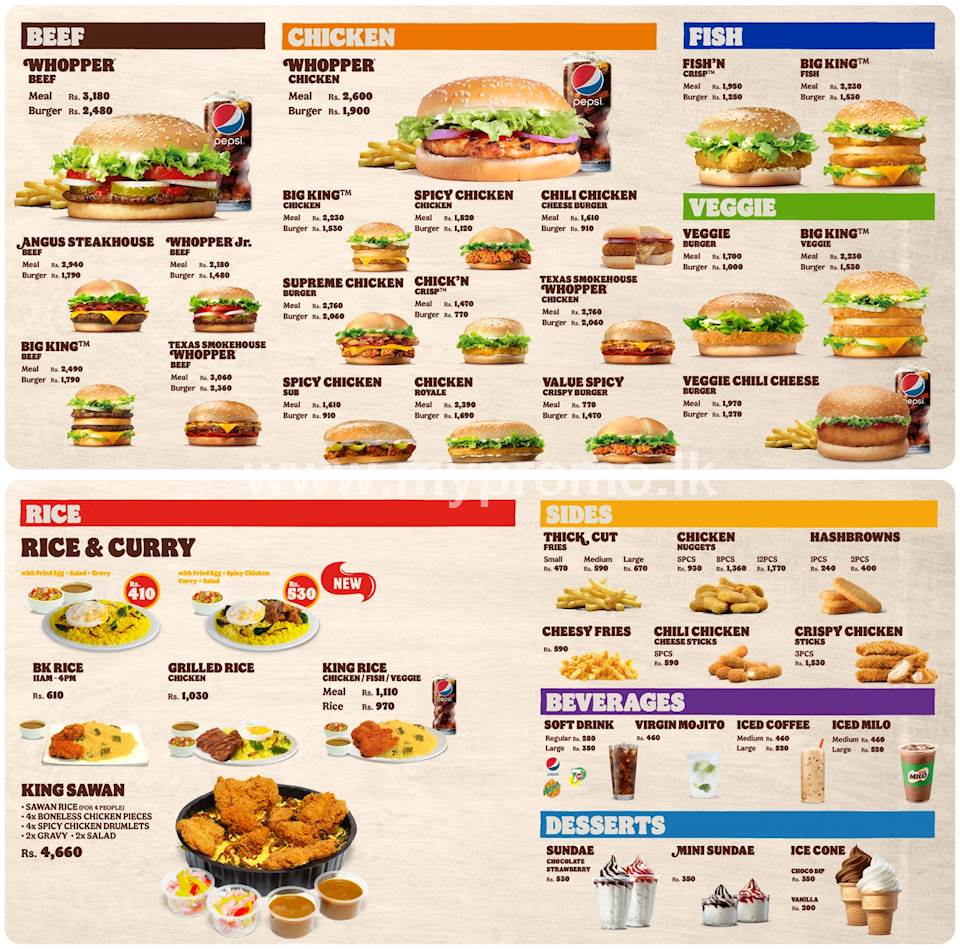 The Burger King Menu Burger King The Burger King Menu Burger King
