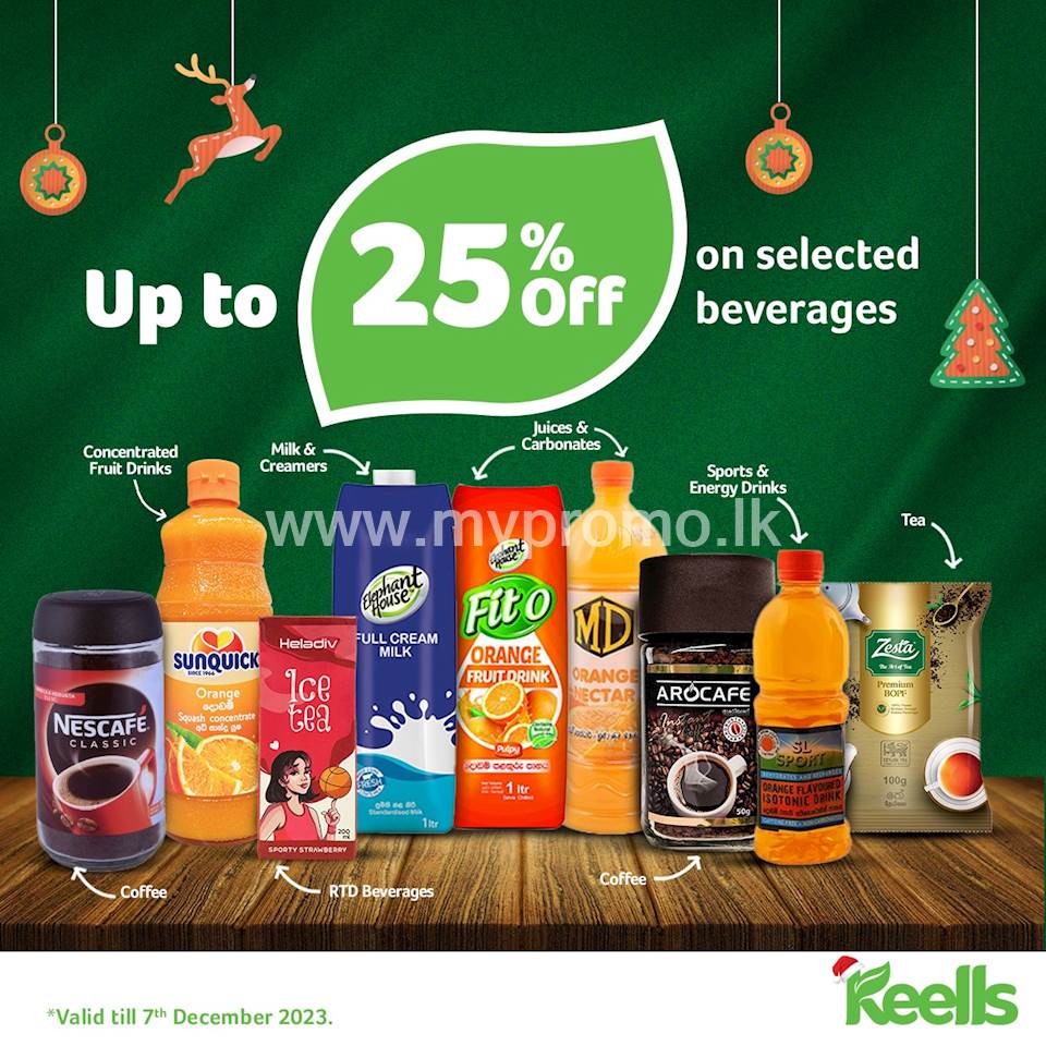 Get up to 25% Off on selected Beverages at Keells