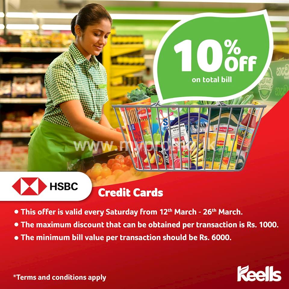 Get 10% off on Total Bill at Keells for HSBC Credit Cards