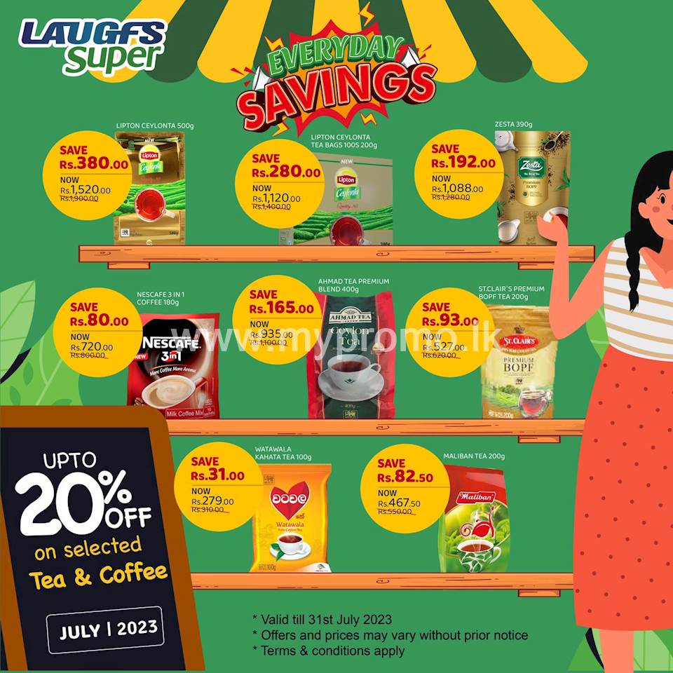 Up to 20% Off on selected Tea & Coffee at LAUGFS Super