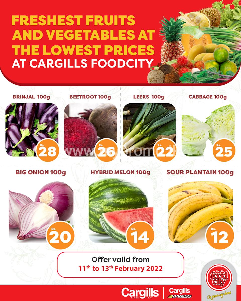 Buy fresh Fruits and vegetables at the Lowest Prices across Cargills