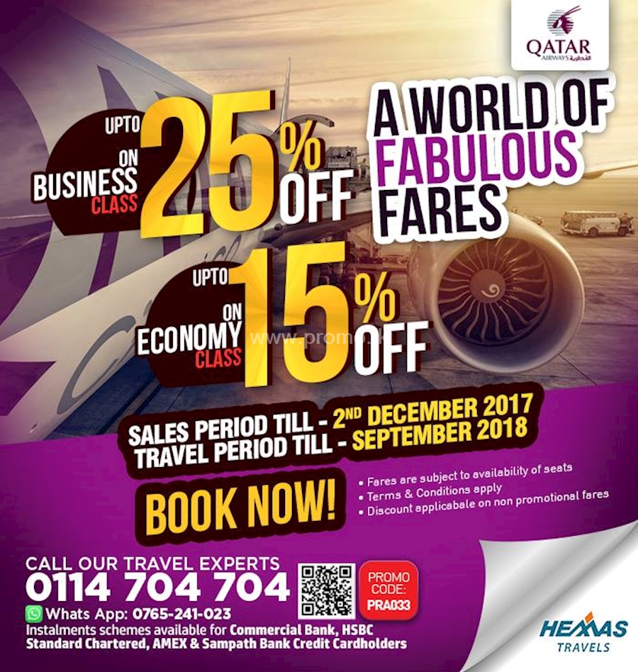 Explore yourself to a world of fabulous fares with Qatar Airways from