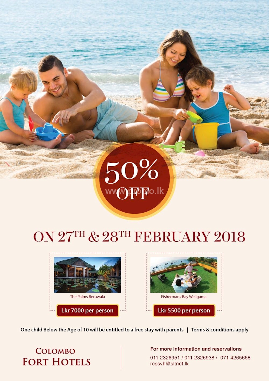 50% Off on your staying with your loved ones at Colombo Fort Hotels