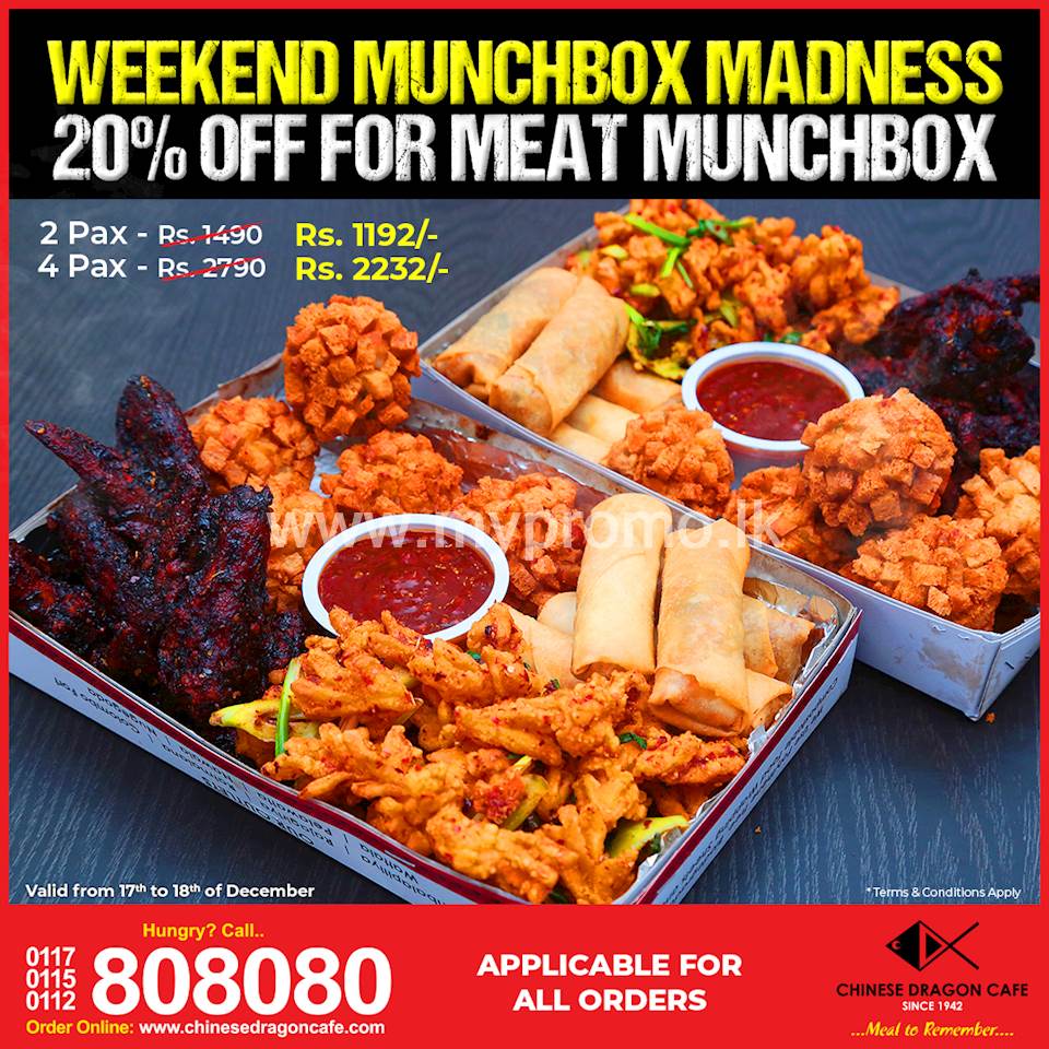 20 OFF for MEAT Munchbox at Chinese Dragon Cafe!