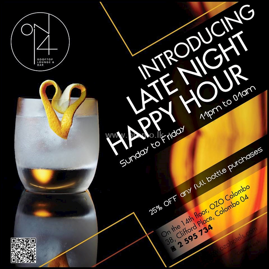 Late night Happy Hour at On 14 Rooftop Lounge and Bar