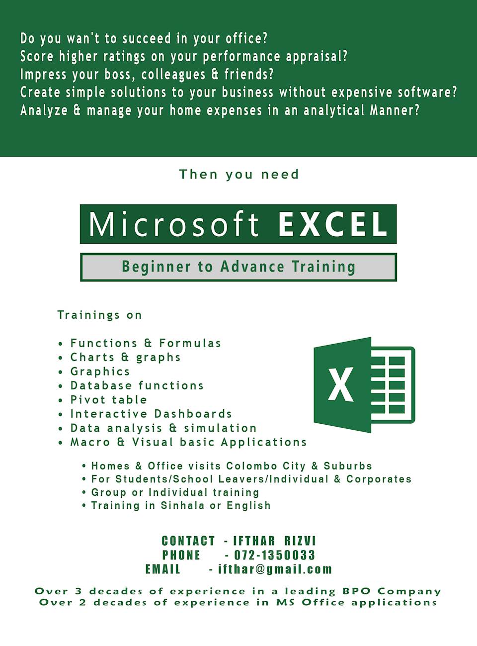 Microsoft Excel Training Microsoft Excel Training