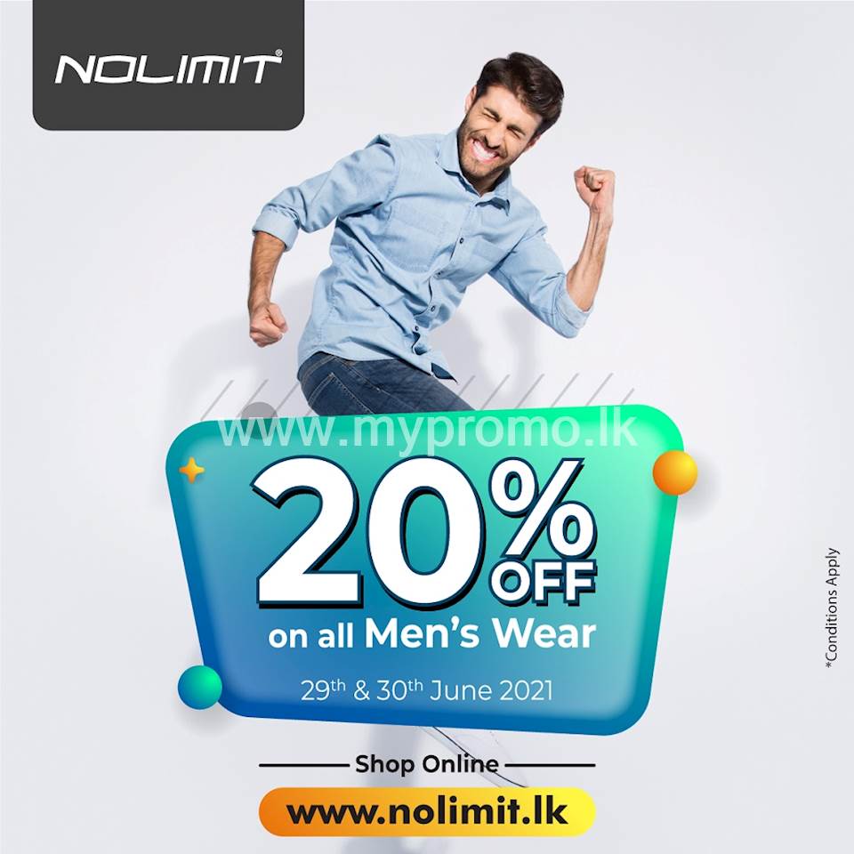 20 OFF on All Men's Wear Exclusively at NOLIMIT Online