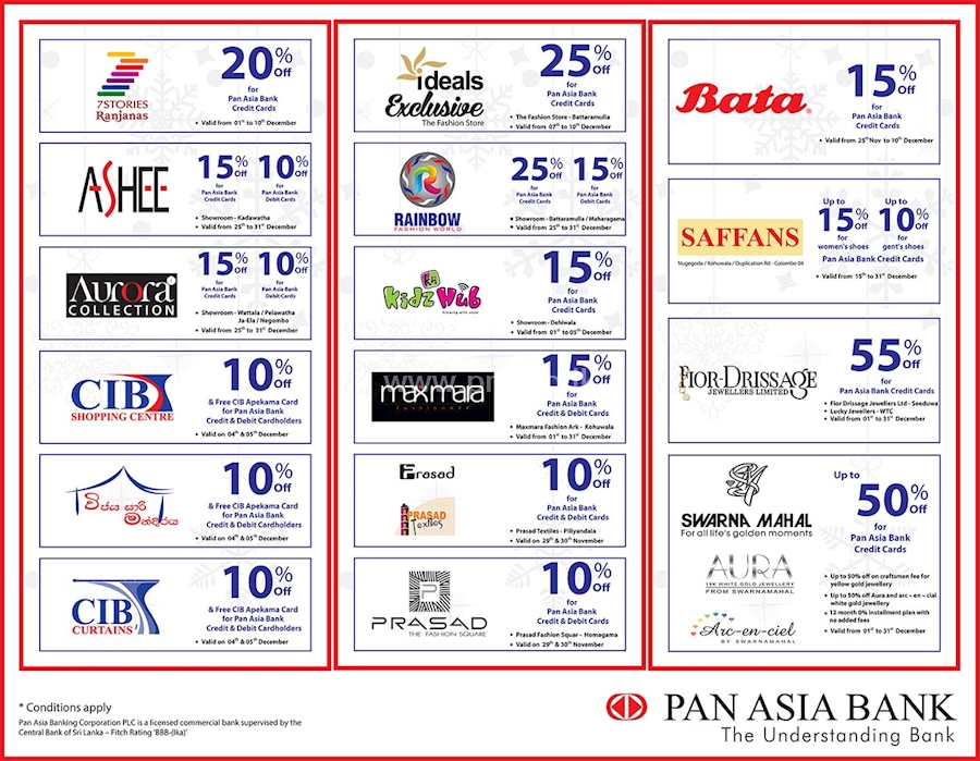 Enjoy up to 55% Off at your favourite outlets with your Pan Asia Credit Cards