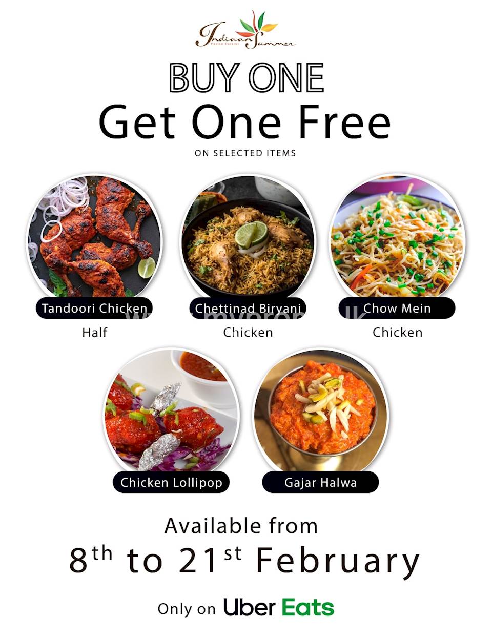 Buy one and get one FREE on selected items at Indian Sumer on Uber Eats