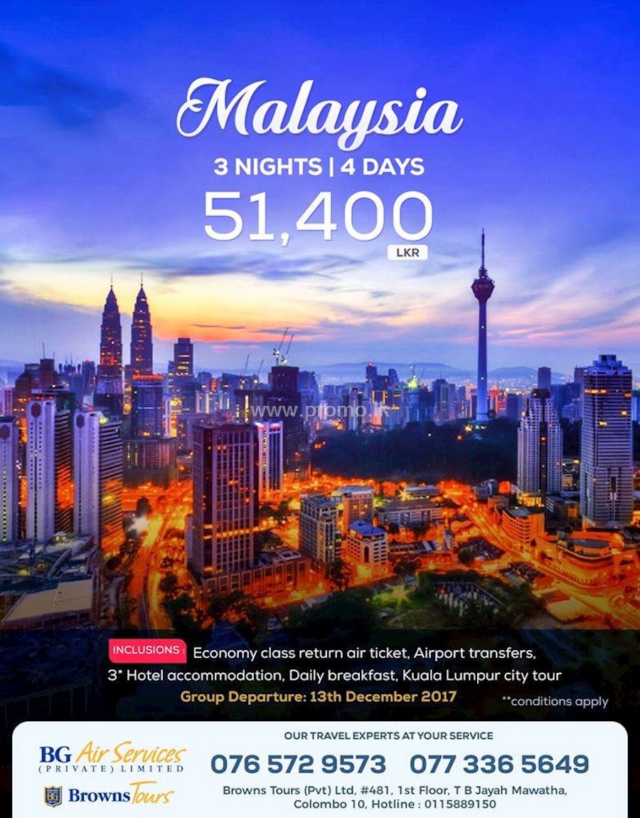 Explore yourself to Malaysia for 3 Nights and 4 Days with Browns Tours