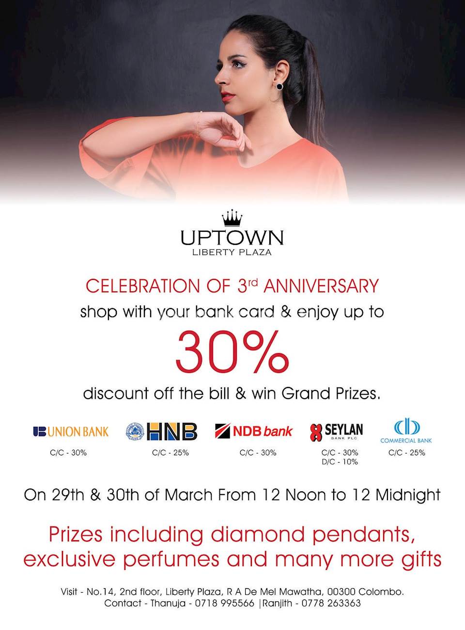 Shop with your bank card & enjoy up to 30% Discount and win Gran Prizes for our 3rd Anniversary Celebration!