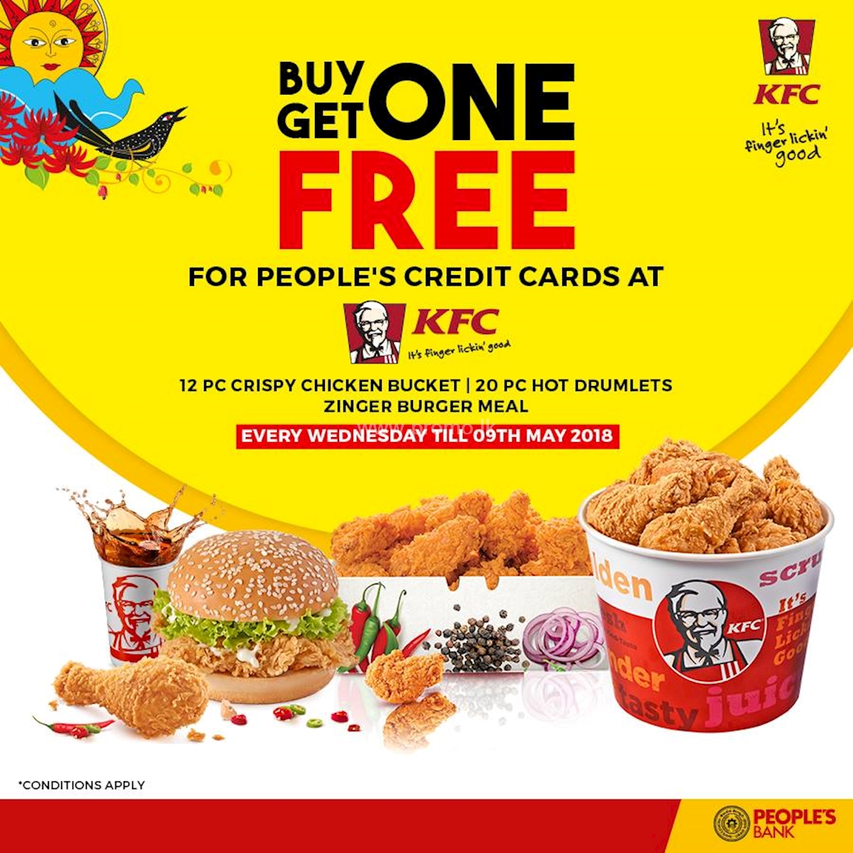 Buy 1 Get 1 Free Offer at KFC for People's Bank Cardholders