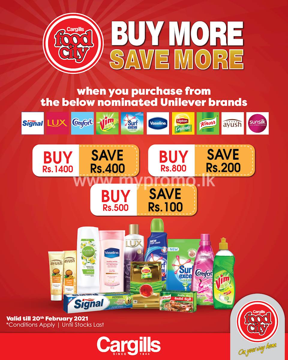 Buy More Save More when you purchase from the below nominated Unilever