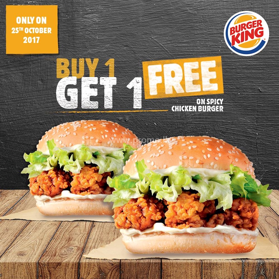 Buy 1 Get 1 Free on Spicy Chicken Burger from Burger King