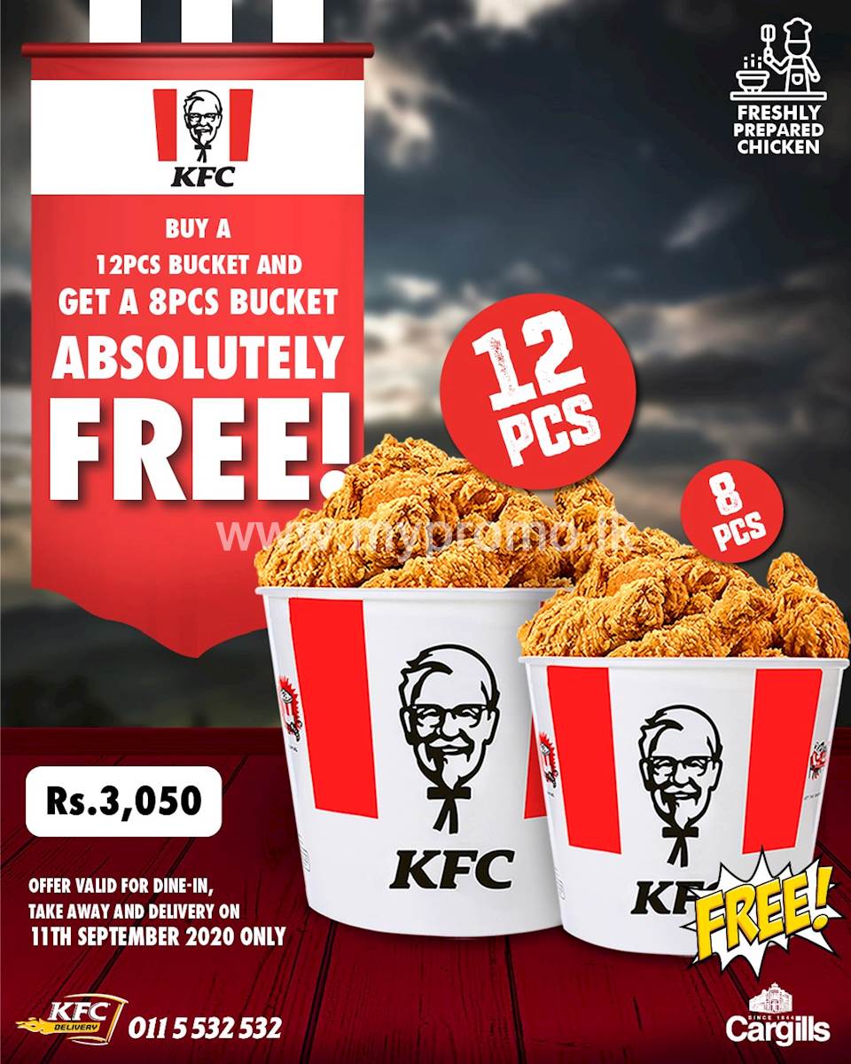 Buy a 12 pcs bucket and get a 8 pcs bucket absolutely free at KFC Sri Lanka