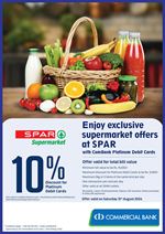 Get 10% discount for Commercial Bank Platinum Debit Cards at Spar 