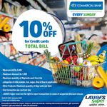 10% off for Commercial bank Credit Cards at LAUGFS Supermarket