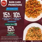 Bank card promotions at Diner’s Lounge Restaurant