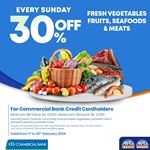 30% Off on Fresh Vegetables, Fruits, Seafoods & Meats at Arpico Super Centre for Commercial Bank Credit Cards