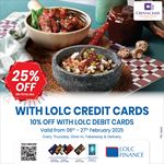 Enjoy 25% off on total bill for LOLC Credit Cards at Crystal Jade