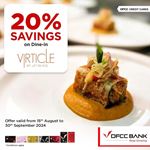 Enjoy 20% Savings on dine-in at Virticle by Jetwing with DFCC Credit Cards