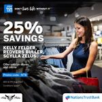 Enjoy 25% savings at Kelly Felder, Redvers Buller & Scylla Zelus with your Nations Trust Bank American Express Card